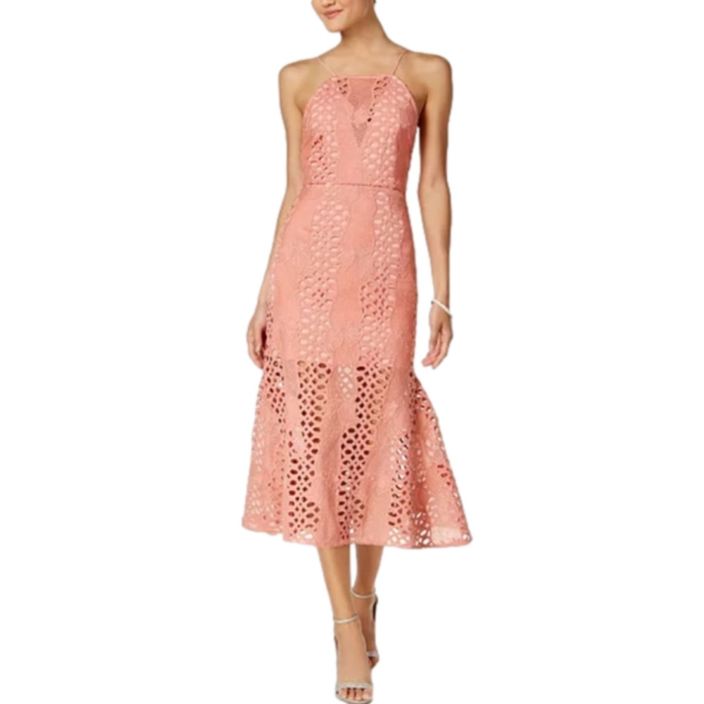 Endless Rose‎ Women's Strappy-Back Halter Dress azalea pink lace bodycon dress